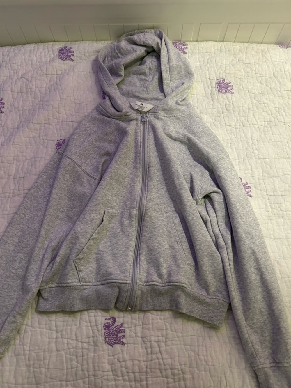 H&M Light Gray Full-Zip Hoodie Jacket for Kids